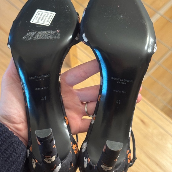 Saint Laurent Bea Ankle Strap Sandals In Nero Multicolor 41 - Picture 15 of 15